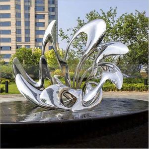 Escultura Arquitectónica de Acero Inoxidable, Fabricación Personalizada, Estilo Art Deco, Impermeable, Duradera, Multifuncional, Montaje en Suelo - Product Image 2