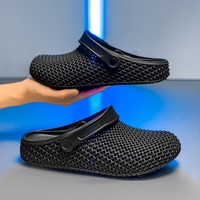 Sandales sabots d'été pour hommes, style Crocs, imprimées en 3D, à bout fermé, à enfiler, unies, antidérapantes, à lanières, pour couples