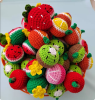 Fabrikant Creatieve Handgemaakte Gebreide Gehaakte Dierenkoppen Vruchten Pindaappel Oranje Zonnebloem Aardbei Sleutelhanger Accessoires