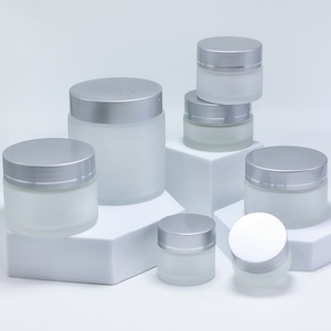 5/10/15/20/25/30/50/60/100g Frosted Cosmetic <b>Packaging</b> Cream Jar Clear Matte <b>Glass</b> Face Cream Jar with Rose Gold Lid - Product Image 3