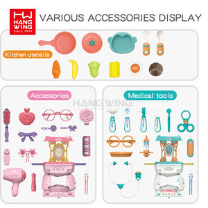 HW multi-thème 2 en 1 semblant jouer maison jouets pour enfants cuisine outils médicaux <span class=keywords><strong>vaisselle</strong></span> accessoires stockage dessin animé poulie voiture - Product Image 5