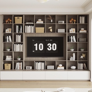 رف تخزين خشبي كبير الحجم وخزانة كتب لغرفة النوم وغرفة المعيشة وعرض الأثاث - Product Image 5