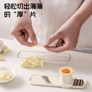 Multi Functional Garlic Cutter With Peeler And Grater For Kitchen Use Beige Green Manual Operation Food Grade - Product Image 1