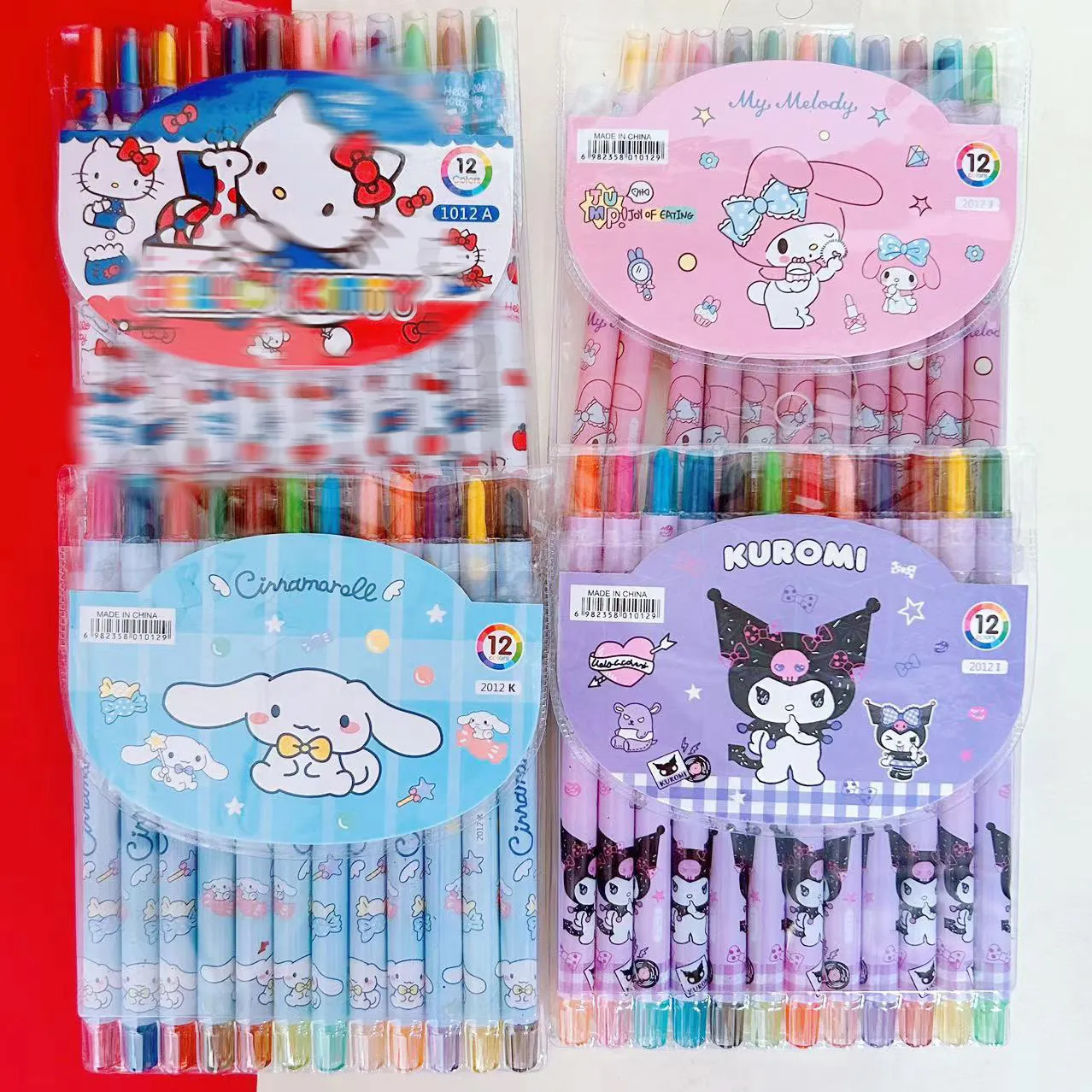 Yubon Sanrios 12 couleurs marqueurs stylos colorés ensembles de dessin couleur de l'eau Sanrios mignon Kitty papeterie enfants fournitures scolaires cadeaux