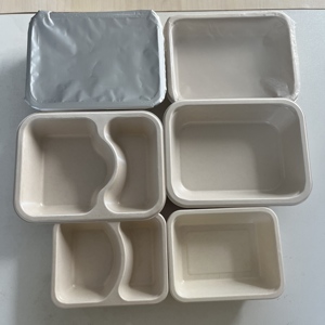 Plateaux alimentaires biodégradables de pulpe biodégradables de bagasse de canne à sucre de boîte de repas d'aliment de revêtement d'ANIMAL FAMILIER jetable scellable recyclable - Product Image 1