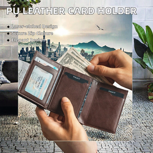 Tarjetero de Cuero PU de Lujo para Mujer, con Cierre de Cremallera, Protector de Licencia de Conducir, Porta Tarjetas de Crédito, Diseño Retro Hecho a Mano con Tejido Liso - Product Image 2