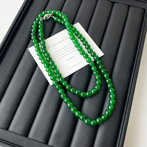 Green Ruyi Bead Necklace Long Chain Crystal Ball Shape Sweater Accessory Fashion Jewelry Gift - Product Image 2