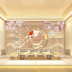 3D zelfklevende moderne Japanse geometrie restaurant muurschildering behang decoratie eenvoudig huishoudelijk gebruik canvas peel and stick - Product Image 2