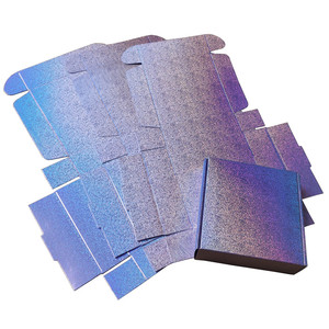 Mini <span class=keywords><strong>caja</strong></span> de papel holográfica con purpurina Lila Violeta brillante para joyería, pulsera, embalaje de venta - Product Image 5