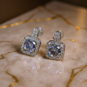 Pendientes de Diamantes de Color de Lujo, Corte Cojín, Diamantes Naturales de Fantasía para Mujer, E1148 - Product Image 2