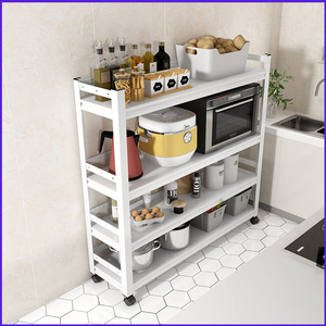 Estante de Almacenamiento para Cocina con Ruedas, Acero al Carbono Reforzado, Multi-Nivel, Ajustable, para Horno de Microondas, 800x400x1600mm - Product Image 5