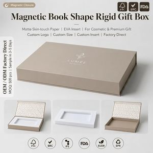 Caja de Regalo Rígida Magnética en Forma de <span class=keywords><strong>Libro</strong></span>, Inserto de EVA Suave <span class=keywords><strong>al</strong></span> Tacto, OEM ODM, FSC BRC FDA, Caja con Logotipo Personalizado, MOQ500 - Product Image 1