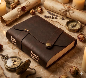 Handmade Leather <b>Journal</b> with Strap Closure Rustic Travel Notebook, Vintage Diary (7x5 Inches), Artisan <b>Writing</b> <b>Journal</b> - Product Image 5