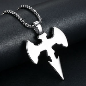 Collar de acero inoxidable personalizable con forma de hacha y Lobo, joyería masculina, estilo hip hop, punk, plateado, celta - Product Image 2