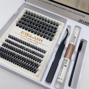 Venta al por mayor de pestañas gruesas con logotipo personalizado, kit de extensiones de pestañas DIY con etiqueta privada, kit de extensiones de pestañas - Product Image 1