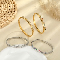 Gelang Manset Baja Anti Karat Fashion Warna Zirkon Bentuk Geometris Gelang Manset Zirkon untuk Wanita