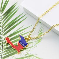 Collier pendentif carte de Haïti en métal, vente directe d'usine, alliage de zinc, drapeau haïtien, collier pour femme, idéal pour un cadeau