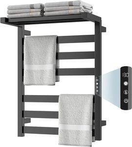 Chauffe-serviettes, support chauffant en aluminium, porte-serviettes chauffant électrique mural pour salle de bain avec minuterie intégrée, plug-in - Product Image 1