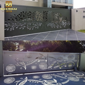 Cour personnalisée modèle 3D n'importe quelle couleur extérieur en métal sculpté évidé enduit cadre finition clôture coulissante portes jardin cour - Product Image 6