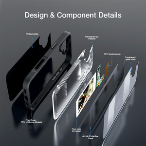 Custodia per Display a inchiostro intelligente con schermo a inchiostro elettronico personalizzabile NFC per <span class=keywords><strong>iPhone</strong></span> 16 15 14 13 12 Pro Max NFC <span class=keywords><strong>Cover</strong></span> <span class=keywords><strong>foto</strong></span> personalizzata - Product Image 5