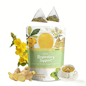 Thé de santé OEM à base de molène, de myrtille et de menthe, complément respiratoire à base de plantes, sachets de thé apaisants pour la gorge et la poitrine, boîte - Product Image 2
