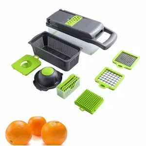 Manueller multifunktion aler Gemüses ch neider mit Handschutz Küchen artikel Amazon Hot Selling Food Grade 9 In 1 Abfluss korb Ve