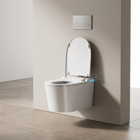 Bidet mural intelligent de luxe allongé avec réservoir encastré, capteur au pied, siphon en P, siège chauffant, pré-brumisation et ouverture/fermeture automatiques