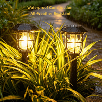 Lampe solaire étanche à détecteur de mouvement pour aménagement paysager, 3 modes d'installation, lanterne solaire vintage à filament pour la décoration extérieure de jardin et de villa