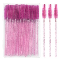 50 pièces/boîte brosse à cils jetable bâton de cristal pinceau de maquillage bâton de maquillage cils brosse en Nylon