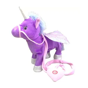 2021 sıcak tasarım güzel Unicorn peluş oyuncak s kız renkli müzik Unicorn oyuncaklar elektrikli yürüyüş Unicorn şarkı şarkıları peluş oyuncak