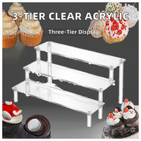 Support à cupcakes en acrylique transparent de luxe personnalisé à 3 niveaux pour le rangement et l'organisation