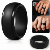Benutzer definierte kostenlose Gravur High Polish ing 8mm schwarz und blau Kohle faser Wolfram Ring für Männer