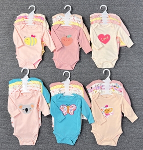 Conjunto de Mameluco de Algodón para Bebé Recién Nacida <span class=keywords><strong>Manga</strong></span> <span class=keywords><strong>Larga</strong></span> Diseño Completo de Dibujos Animados para 3 Meses en Stock - Product Image 1