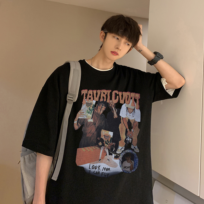 Black japanese streetwear hip hop t shirt