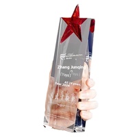 ELOR Coloré Cristal Trophée Cinq Étoiles Conception Creative Exquis Sculpté Société Réunion Annuelle Excellent Employé Souvenir