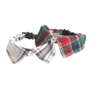 Collier de chaton cousu à la main avec boucle de sécurité-motif à carreaux Collier de chat réglable Collier de chat en coton doux - Product Image 3