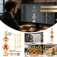 Trofeo de Baile Personalizable, Chapado en Oro, de Plástico, Premio Deportivo con Figuras Intercambiables para Competiciones de Baile