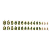 Faux Ongles Amande Moyenne Vert Ombré Étoile à Coller, en ABS Fabriqués à la Machine, 24 Pièces, Vente en Gros