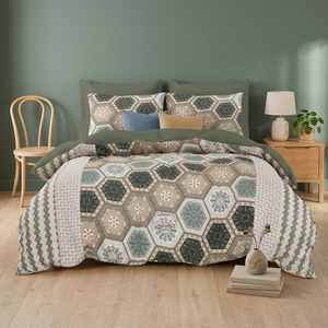 Juego de edredón de algodón con 2 fundas de almohada – Colcha con estampado geométrico azul, juego de ropa de cama suave y ligero para dormitorio - Product Image 5