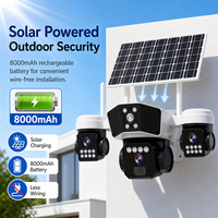Caméra de sécurité solaire 4G à trois objectifs QL31 en gros, caméra CCTV PTZ sans fil extérieure alimentée par l'énergie solaire avec application V380