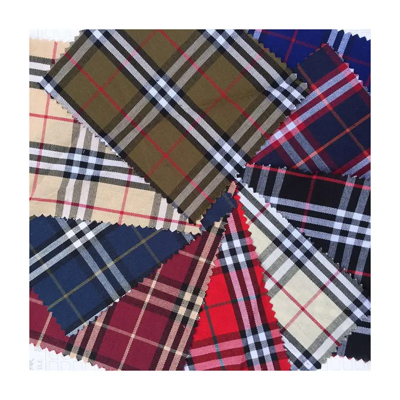 Stock gewebter Baumwollgarn gefärbter Hemds toff Polyester Baumwolle Plaid Karos toff für Kleidungs stücke/Futter/Hemd