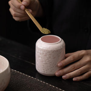 Boîte à thé en porcelaine de haute qualité, style zen, glaçure fleur de glace, cadeau artisanal de luxe pour thé en vrac et café - Product Image 5