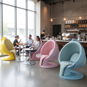 Silla Tapizada de Fibra de Vidrio de Grado Comercial, Taza de Café Nórdica de FRP, Asiento Acolchado para Salón - Product Image 2