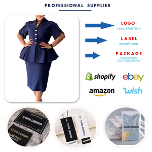 D3358 Último Diseño Vestidos <span class=keywords><strong>de</strong></span> Verano para Mujer Casual Elegante con Volantes Cuello en V Manga Corta Ajustado Vestido <span class=keywords><strong>de</strong></span> Oficina para Dama Africana - Product Image 3