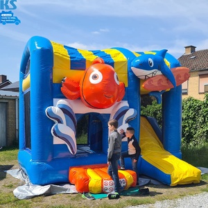 Maison gonflable commerciale pour enfants en PVC videur gonflable de château plein d'entrain sautant <span class=keywords><strong>Seaworld</strong></span> de 13x13 pieds avec toboggan - Product Image 1