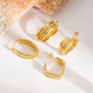 Vintage Gold Color Minimalist Round <b>Stud</b> <b>Earrings</b> Women's Fashion Fine Jewelry for Party Stainless Steel Causal Styling - Product Image 4