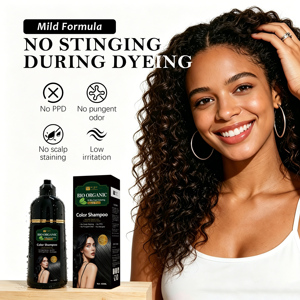 Shampoo Colorante <span class=keywords><strong>Bio</strong></span> Organico 400ml <span class=keywords><strong>Crema</strong></span> Colorante per Capelli Neri con Formula Delicata per Donne e Uomini Colorazione Rapida e Senza Allergie OEM - Product Image 1
