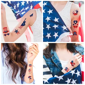 गर्म बिक्री देशभक्ति टैटू अमेरिकी स्वतंत्रता दिवस ध्वज टैटू स्टीकर के लिए कस्टम थोक टैटू