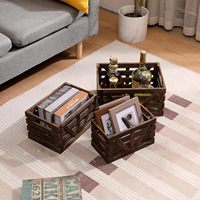 Boîtes décoratives en bois brûlé faites à la main, structure robuste en X, caisses imbriquées pour la décoration et le rangement de la maison de style campagnard