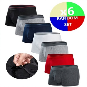 Calzoncillos tipo bóxer de mezcla de algodón para hombre, ropa interior transpirable de secado rápido con cintura elástica de altura media para uso diario - Product Image 2